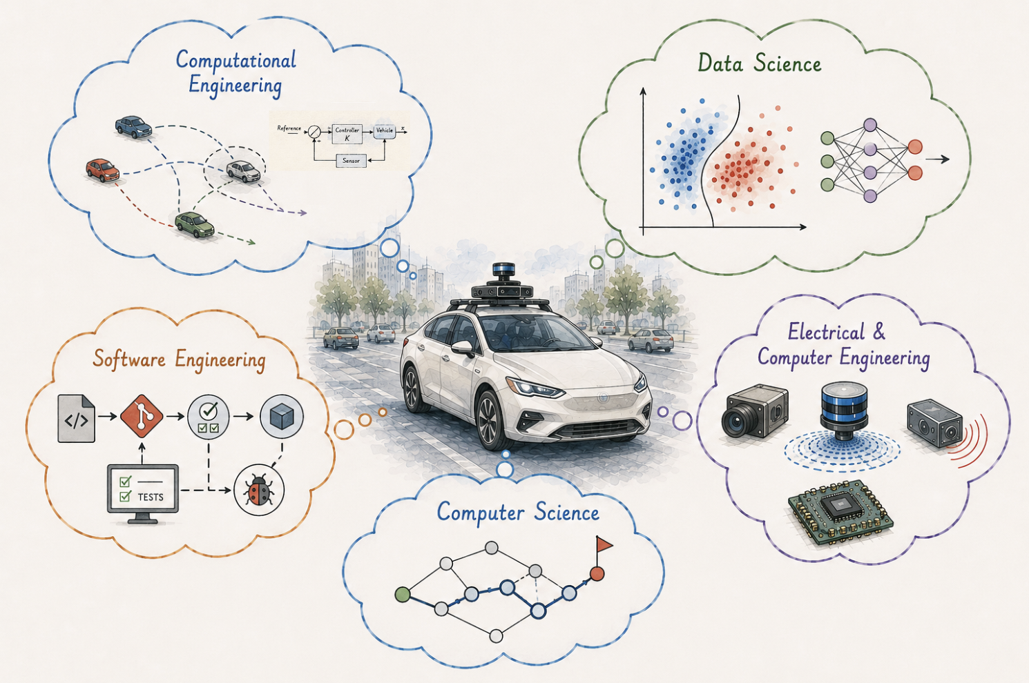 Comparison of Computational Engineering with Computer Science, Statistics and Data Science, Electrical and Computer Engineering, and Software Engineering